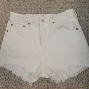 Levi's White Frayed Jean Shorts